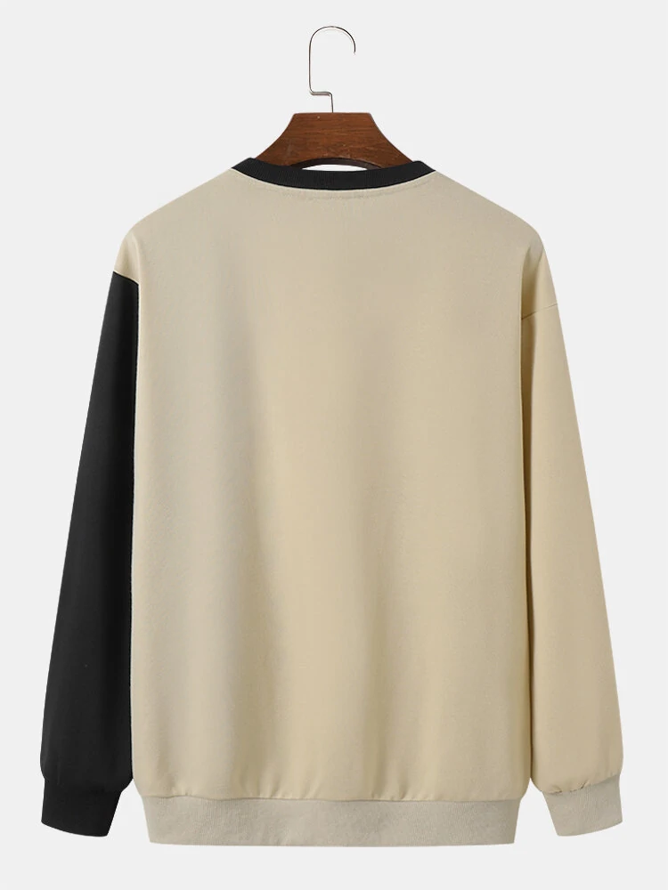 (image for) ChArmkpR Mens Ethnic Pattern Patchwork Long Sleeve Crew Neck Sweatshirts