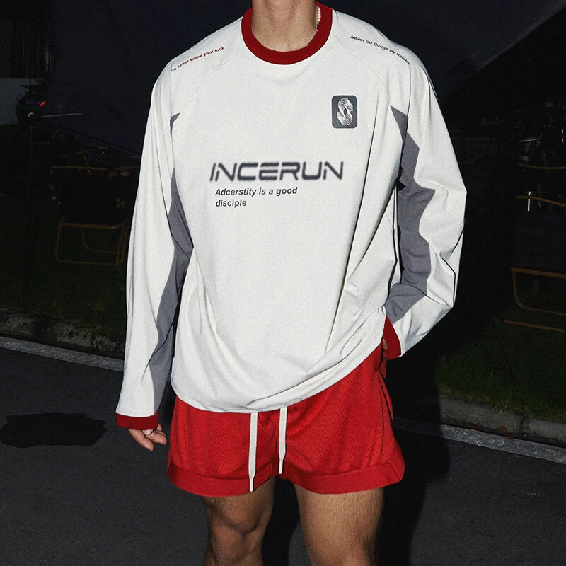 (image for) INCERUN Mens Slogan Print Long Sleeve T-Shirt Casual Loose Fit Tee Crew Neck Top Spring Fall S-5XL