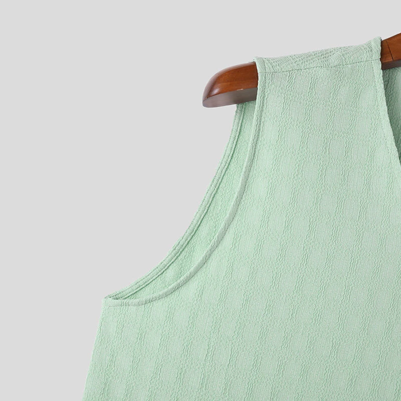 (image for) INCERUN Mens Solid Textured V-Neck Sleeveless Tank Top Comfortable Cool Vest Top